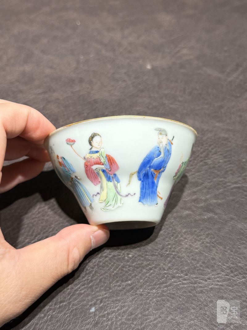 清嘉庆 粉彩八仙图折腰茶圆 - 图5